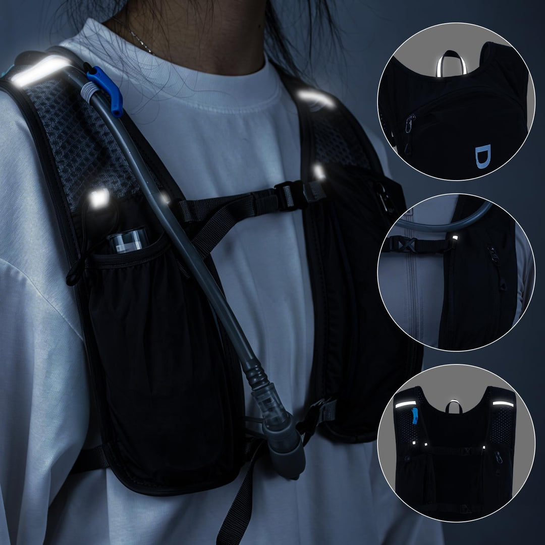DNFUN Laufweste Damen Herren,verstellbare Trinkweste mit 1.5L Trinkflasche,5L Running Vest Trinkruck