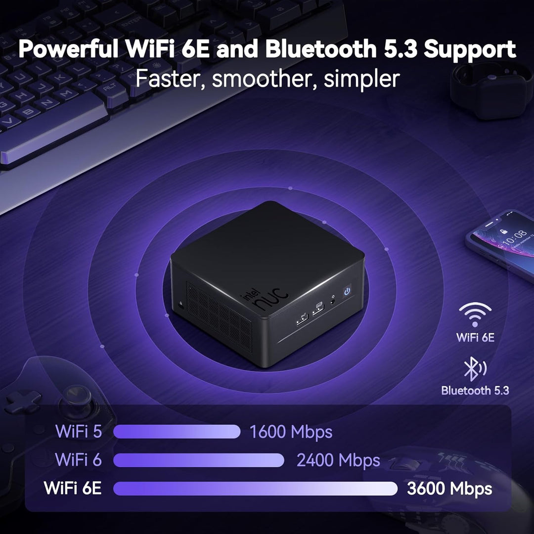 Intel NUC 13 Pro Mini PC, Core i7-1360 Prozessor Mini Computer (12C/16T/18M Cache), 32GB DDR4 1TB SS