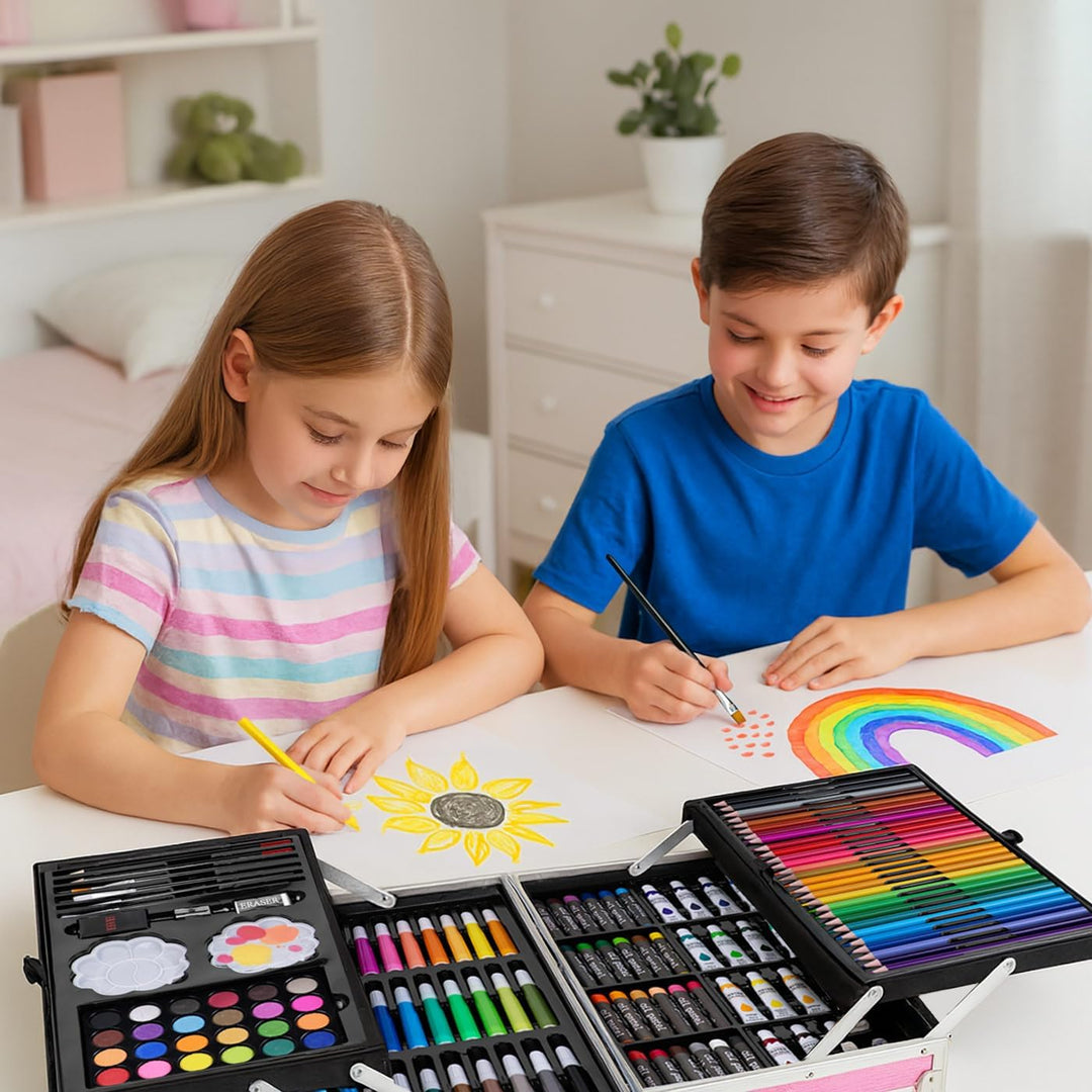 Maverton personalisiertes Kunstset für Kinder - 118-teilig Malkoffer - Buntstifte Koffer Set - Gesch