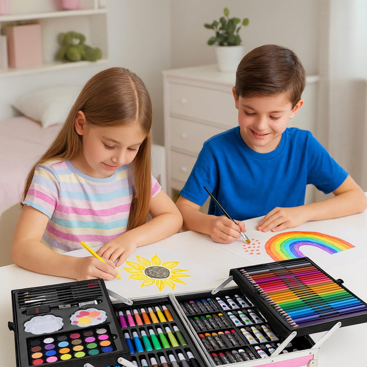 Maverton personalisiertes Kunstset für Kinder - 118-teilig Malkoffer - Buntstifte Koffer Set - Gesch