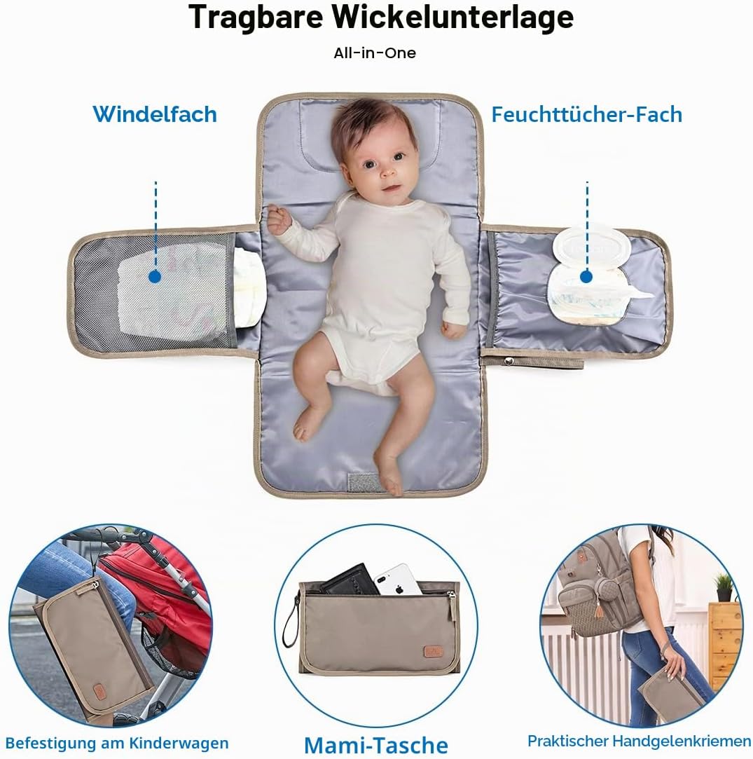 Dikaslon Wickeltasche Rucksack Grosser Wickelrucksack mit Multifunktions-Babytaschen und mobiler Wic