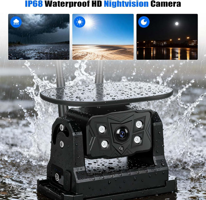 CAMECHO [Solar] Rückfahrkamera Kabellos mit 10.1 Zoll Monitor Touchscreen, 10000 mAh Magnetische 720