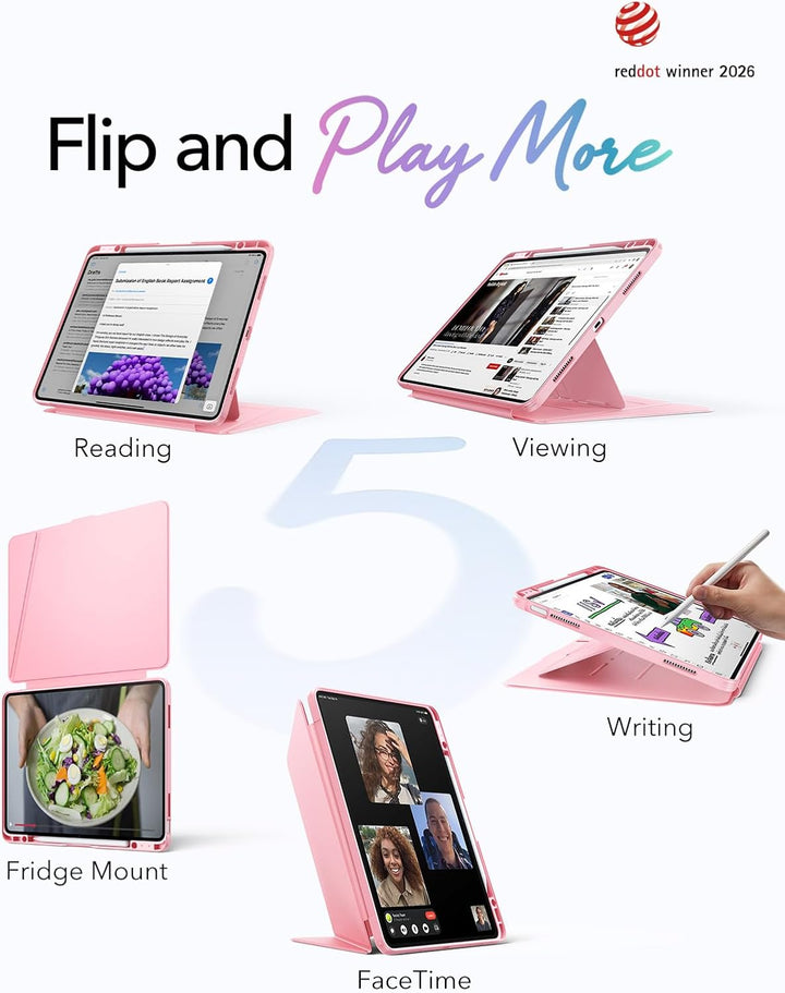 ESR Hülle für iPad Air 13 Zoll (2026/2025/2024) M4/M3/M2, Vertikale Stand, Mehrere Standwinkel, Ultr