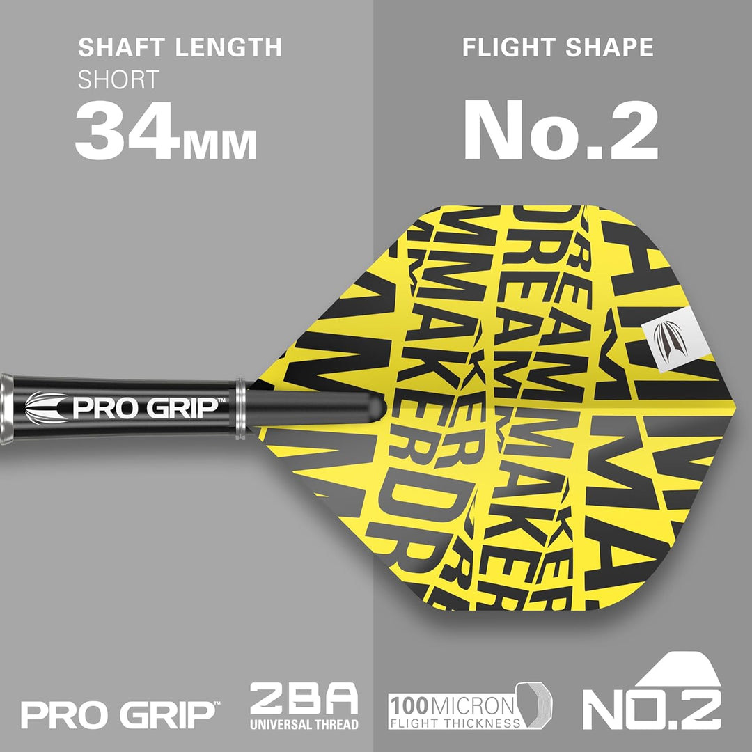 Target Darts Dimitri Van den Bergh 24G Tungsten Steeldart Set - 9 Pro Grip Shafts - 9 Pro Ultra Flig