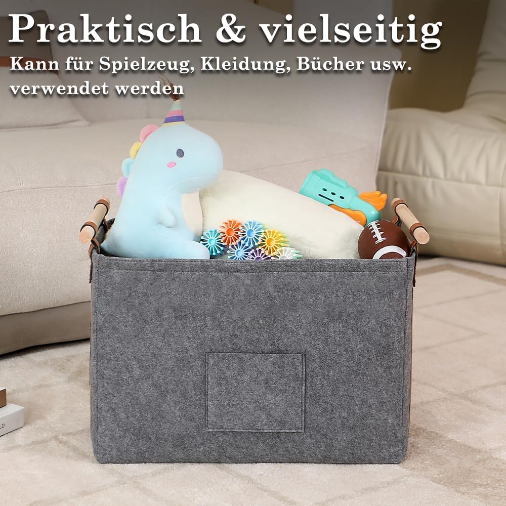 Pynhoklm® Kaminholzkorb 60L Holzkorb für Kaminholz 4mm dicker Filzkorb Brennholzkorb Kaminkorb mit H
