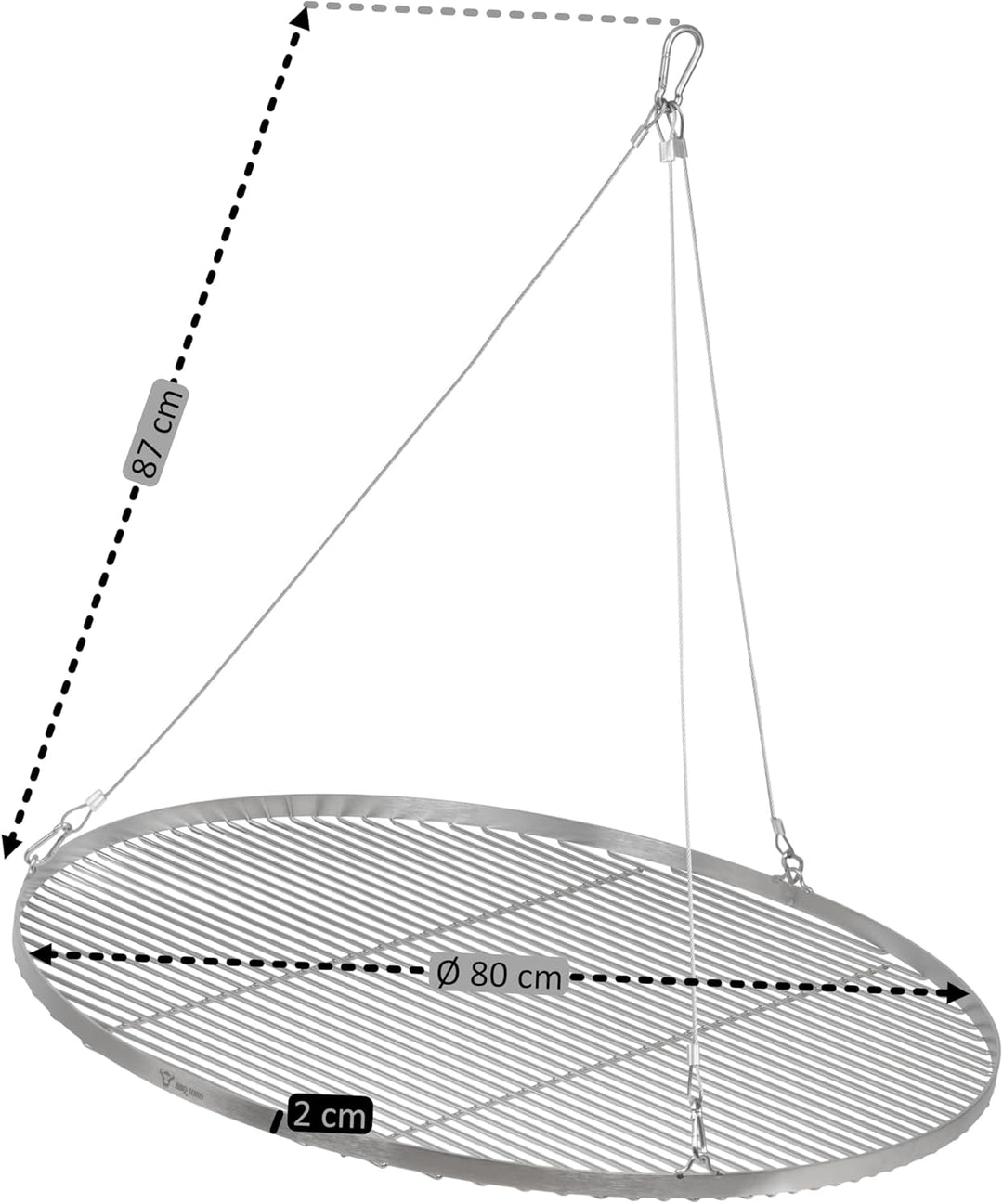 BBQ-Toro Edelstahl Grillrost Rund | Ø 80 cm | Grillgitter mit Seilaufhängung, Hängerost für Schwenkg