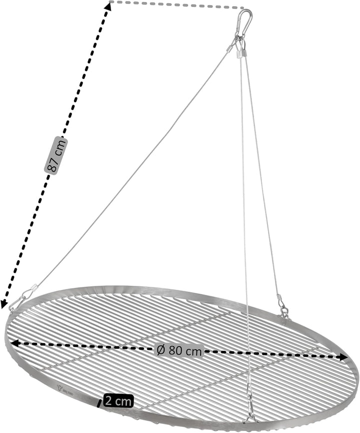 BBQ-Toro Edelstahl Grillrost Rund | Ø 80 cm | Grillgitter mit Seilaufhängung, Hängerost für Schwenkg
