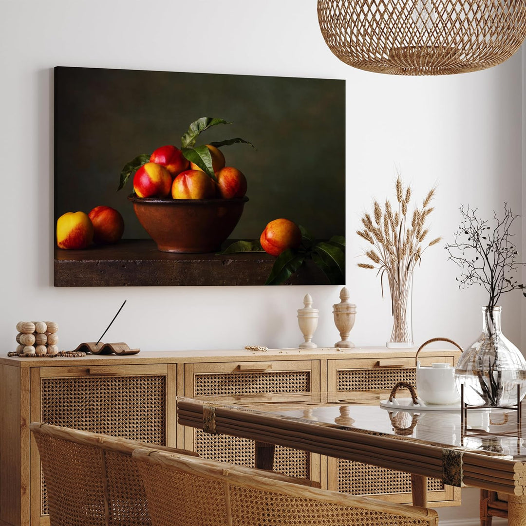 wandmotiv24 Obst & Gemüse als Leinwandbild, 60x45cm, Querformat, Nektarine, Früchte, Küche, Lebensmi