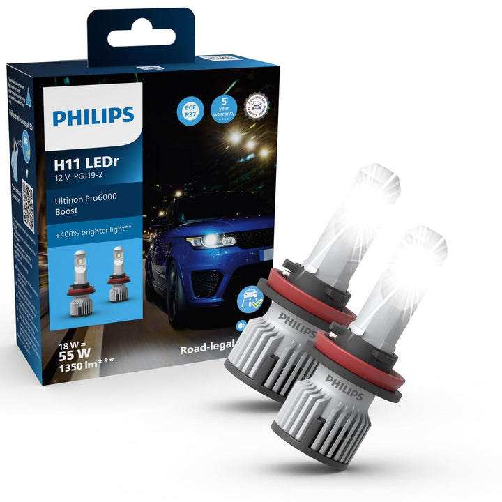 Philips Ultinon Pro6000 Boost H11-LEDr Scheinwerferlampe mit Strassenzulassung*, UNECE-R37 Zulassung