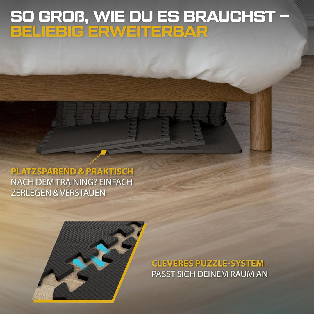 TREX SPORT Bodenschutzmatte Steckmatten TX-010PM | 24/48 Stück Schaumstoffmatten 1 cm dick, rutschfe