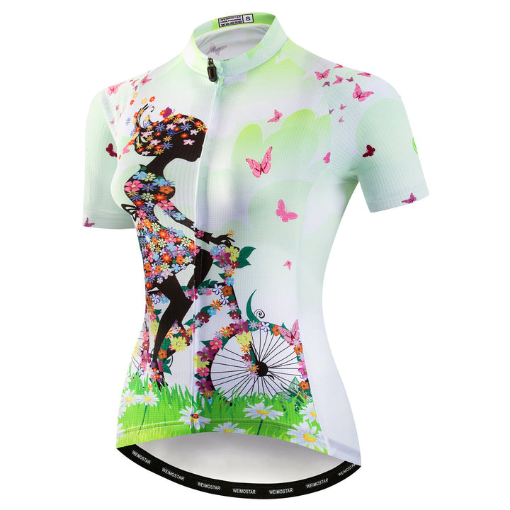 Damen Radtrikot Kurzarm Bike Shirt Top Lady Biking Bekleidung S Grün, S Grün