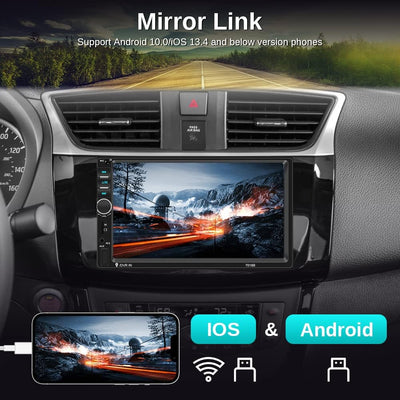Podofo 2-DIN-Autoradio mit Bluetooth, 7 Zoll Touchscreen Autoradio mit Lenkradsteuerung, Doppel DIN