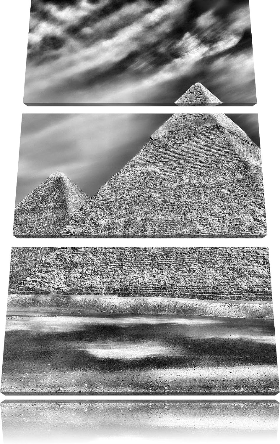 Pixxprint Ägypten Pyramiden als Leinwandbild/Grösse: 3 Teilig (120x80) cm/Wandbild/Kunstdruck/fertig
