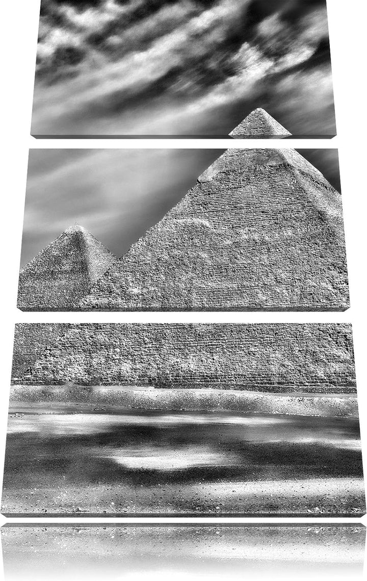 Pixxprint Ägypten Pyramiden als Leinwandbild/Grösse: 3 Teilig (120x80) cm/Wandbild/Kunstdruck/fertig