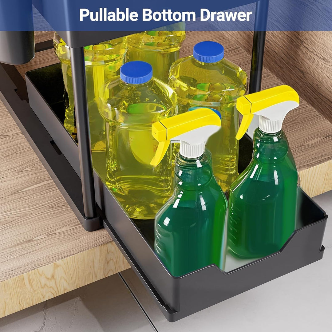 Puricon Unter Waschbecken Regal, 2 Etagen Standregal Küche Arbeitsplatte Regal Organizer, Mehrfunkti