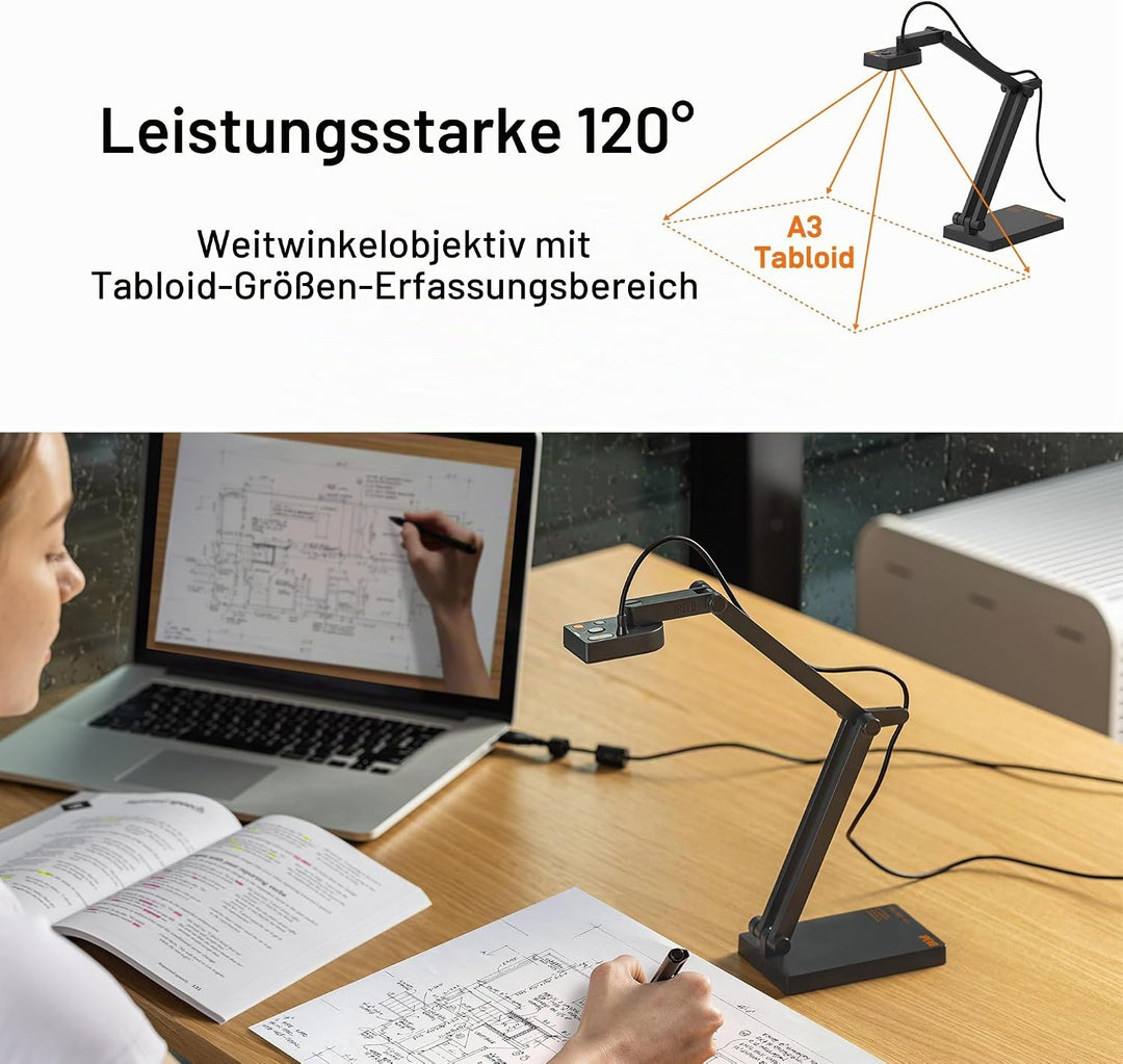 Ipevo V4K PRO 120 4K USB-Dokumentenkamera, 120-Grad-FOV-Objektiv, Sony CMOS-Sensor, schneller Autofo