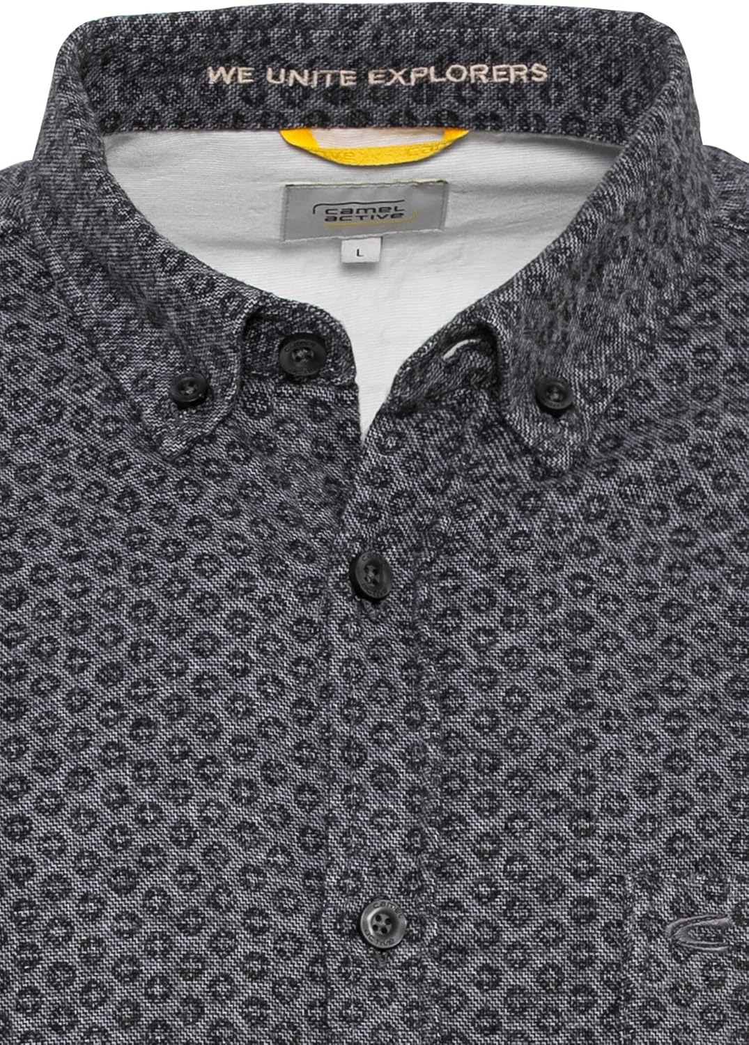 camel active Herren Flanellhemd mit tonalem Minimalprint 5XL Asphalt, 5XL Asphalt