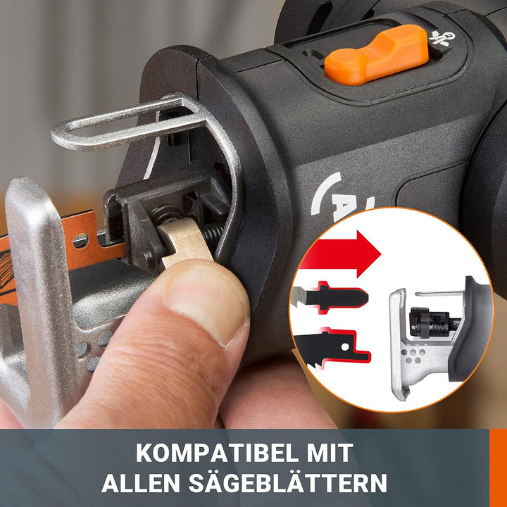 WORX WX550.9 Stichsäge zum Schneiden von Holz, Stahl & PVC – 2-in-1 Universalsäge mit Stich- & Säbel