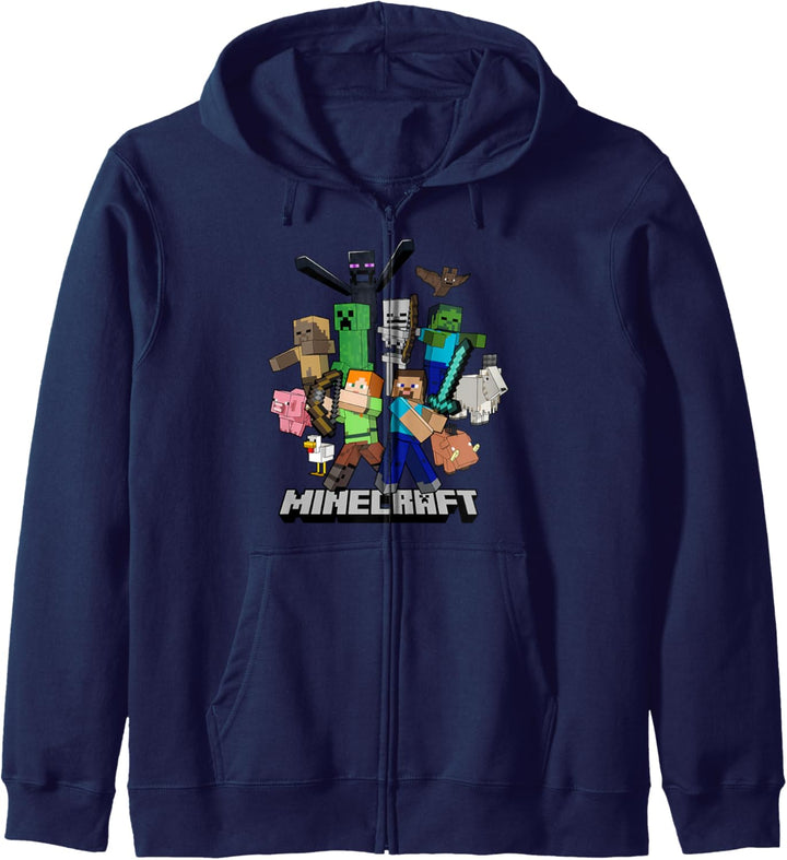 Minecraft Heroes & Enemies Group Shot Kapuzenjacke