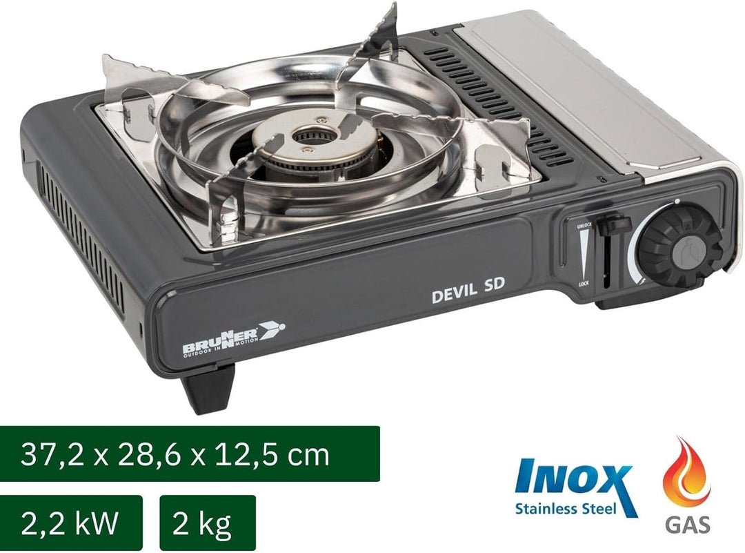 BRUNNER: Gas-Kochplatte Einflammig Outdoor - Mit Piezozündung 2,2 kW - Gasherd Mit Zündsicherung - D