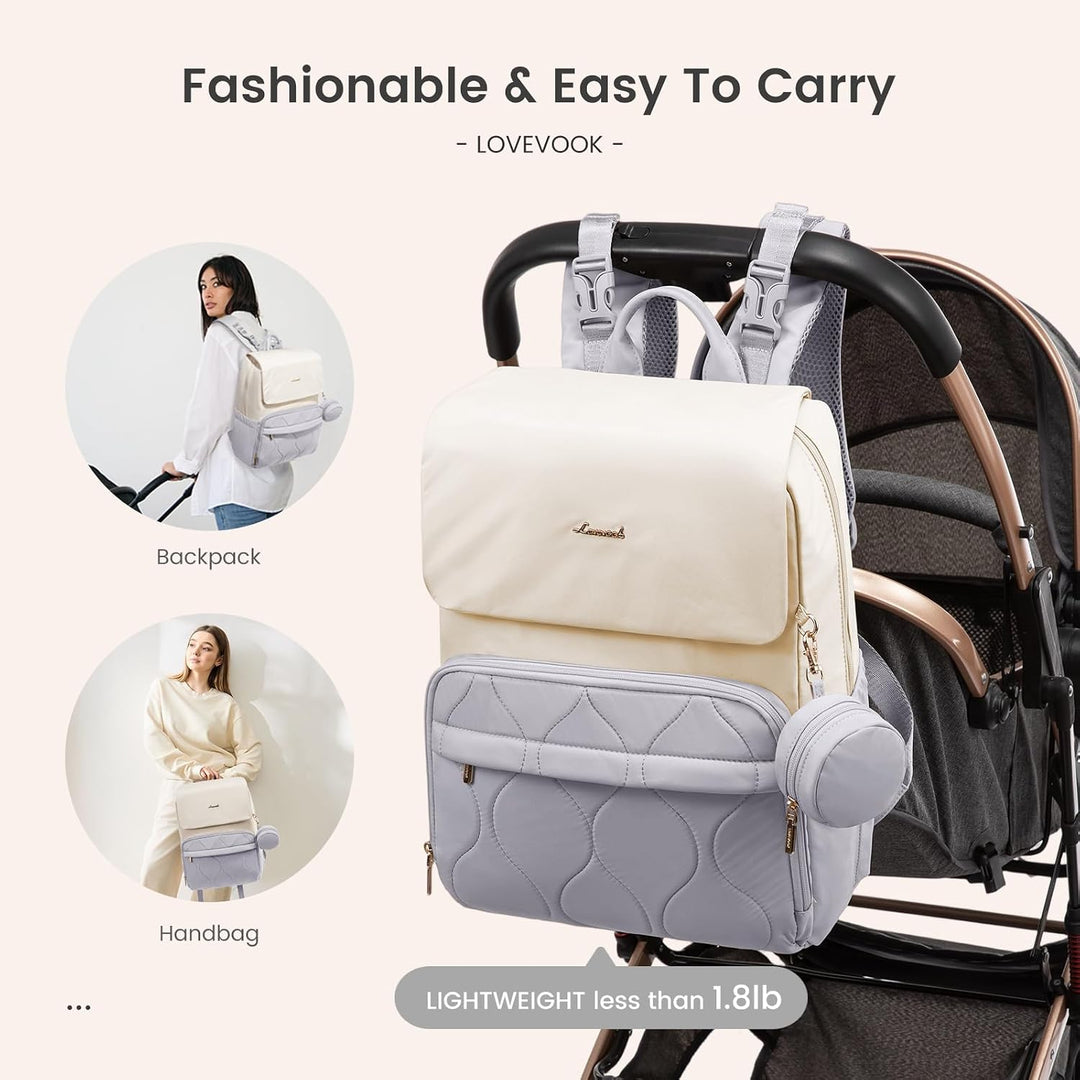 LOVEVOOK Wickelrucksack Gross Wickeltasche Rucksack Diaper Bag für Mama Papa | Lässig Babytasche mit