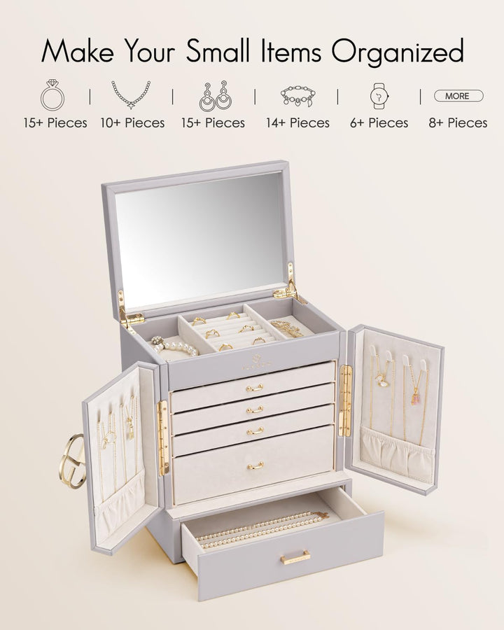 Vlando Schmuckaufbewahrung Gross, Schmuckschatulle Schmuck Organizers Gross XXL, Schmuckkästchen mit