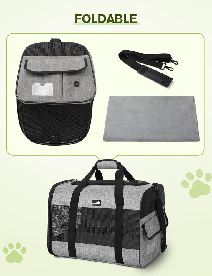 pecute Hundetasche Faltbar Hundebox Auto Mit Atmungsaktives Netzgewebe, Katzentransportbox Für Katze