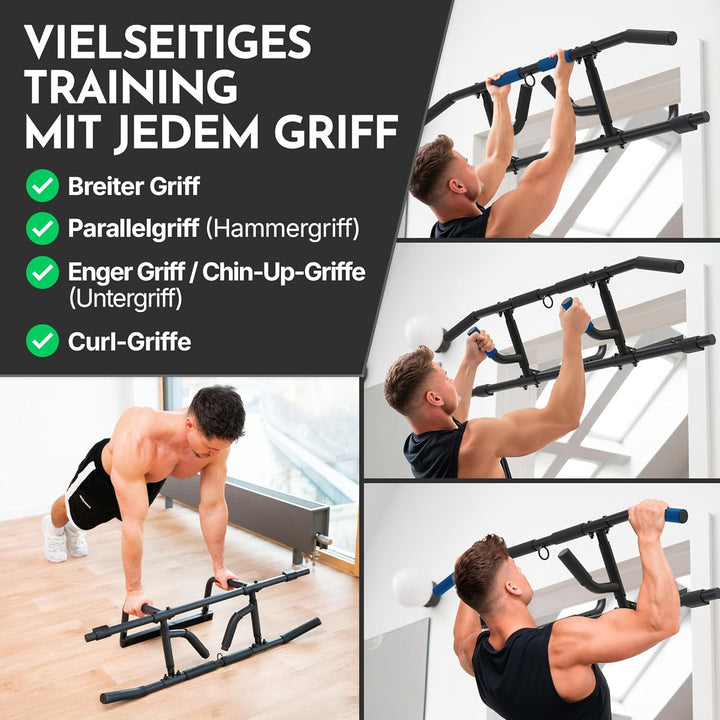 NEOLYMP Klimmzugstange Türrahmen ohne Schrauben – verstellbare Pull Up Bar zum Einhängen, passt in j
