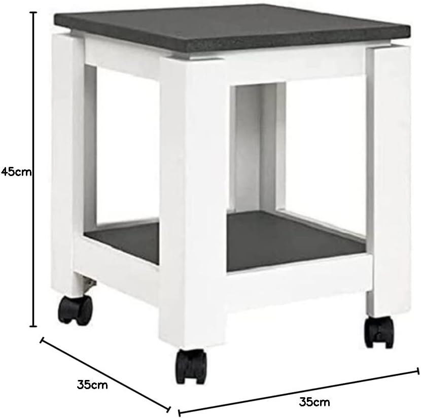 HAKU Möbel Beistelltisch auf Rollen, MDF, granitoptik-weiss, B 35 x T 35 x H 45 cm Granitoptik-weiss