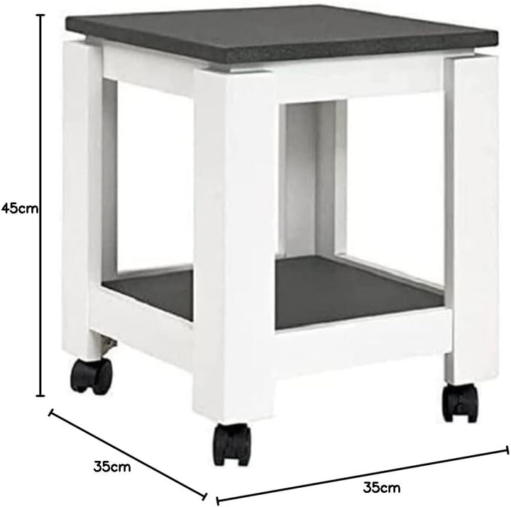 HAKU Möbel Beistelltisch auf Rollen, MDF, granitoptik-weiss, B 35 x T 35 x H 45 cm Granitoptik-weiss