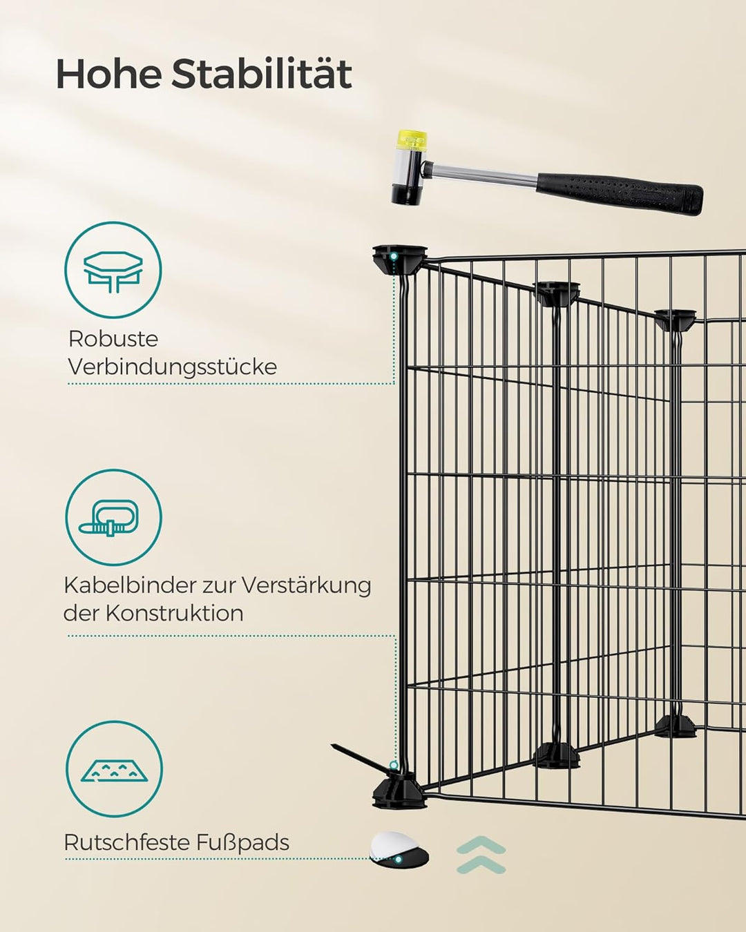 SONGMICS Freilauf, DIY-Kleintiergehege, Kleintierkäfig, Welpenauslauf, Kaninchen, Meerschweinchen, M