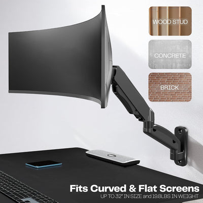 VIVO MOUNT-V001G Höhenverstellbare, pneumatische, verlängerte Arm, Einzel-Monitorwandhalterung, voll