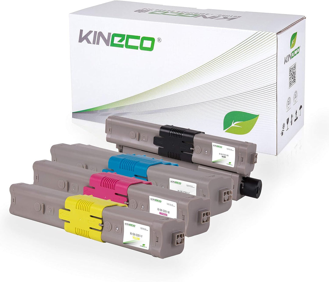 4 Toner kompatibel mit Oki C301 C321 DN MC-332 DN 340 Series 342 DN DNW - 44973536 44973535 44973534