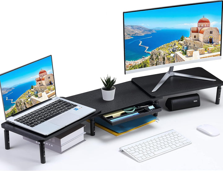 ETHU Dual-Monitor-Ständer, Doppelmonitor-Riser für Länge und Winkel verstellbarer Desktop-Monitor-Re