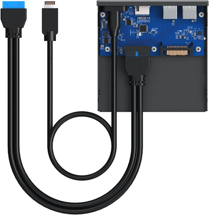 GRAUGEAR | 6-Schnittstellen Front-Panel in 3,5 Zoll | USB3.2 Gen2 2x2 Typ-C bis zu 20Gbit/s | 2xUSB-