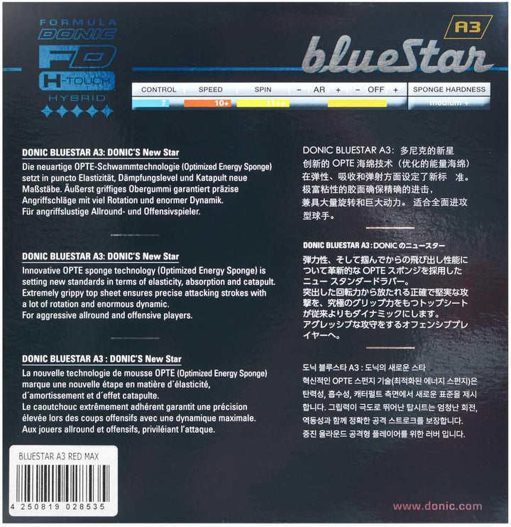 Donic Belag Bluestar A3 Max Rot, Max Rot