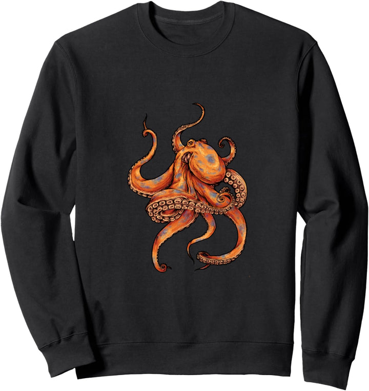 Krake Pullover Tintenfisch Oktopus Hoodie Poly Meer Tentakel Sweatshirt