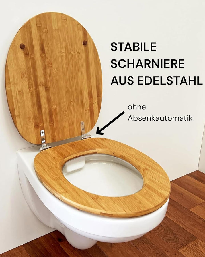 ADOB WC Sitz Klobrille Bambus dunkel Bamboo Natur, umweltfreundlich, warm, rostfreie Edelstahlscharn