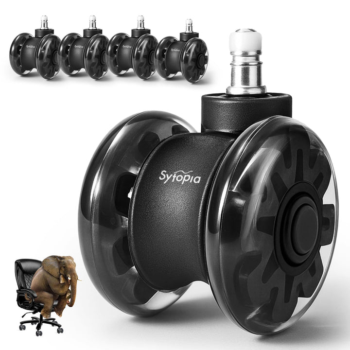 Sytopia Bürostuhl Rollen 11mm x 22 mm, 5er Set Rollen für Bürostühle, Hartbodenrollen für Bürostuhl