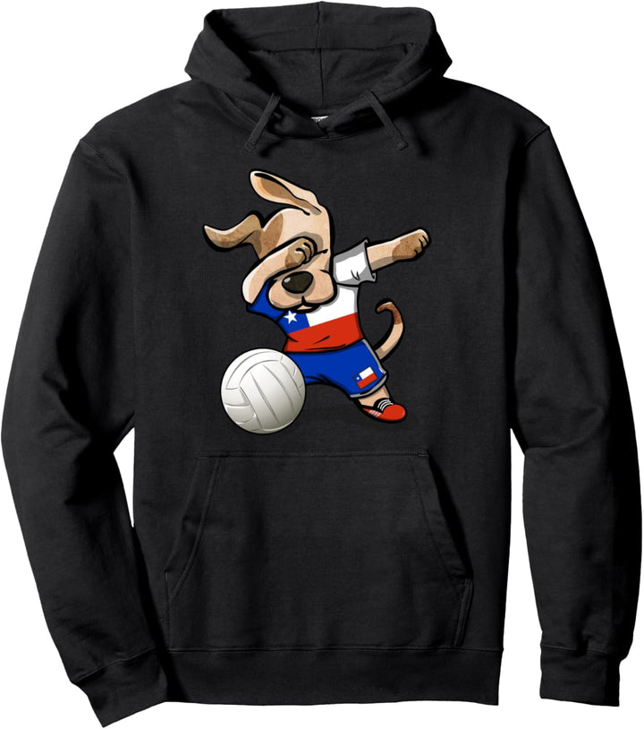 Lustiger Tupfender Hund Chile Volleyball Chilenische Flagge Pullover Hoodie
