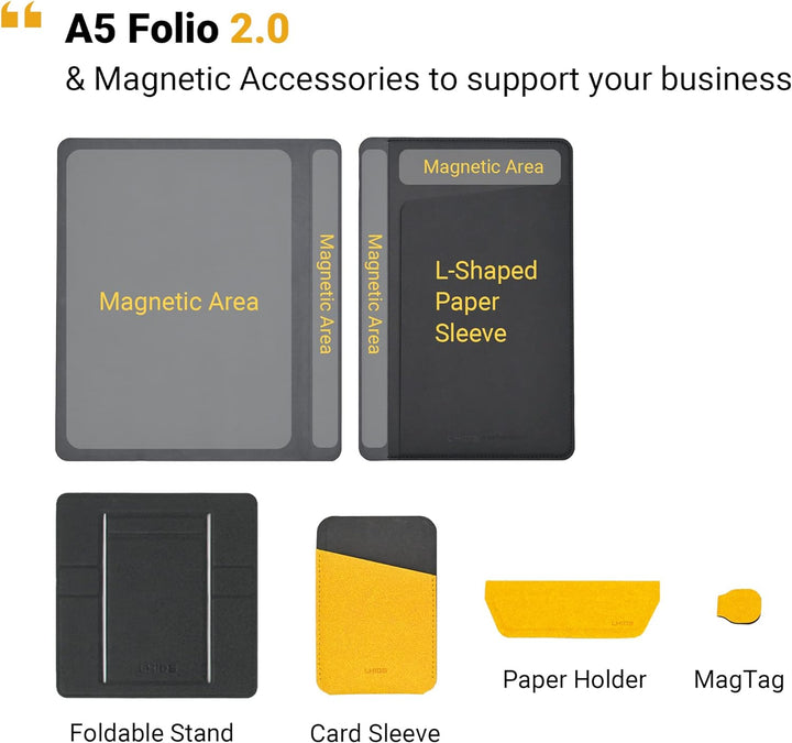 LHiDS Kreatives A5 Folio 2.0 mit Ständer, Business Portfolio Resume, 3-in-1 Padfolio mit magnetische