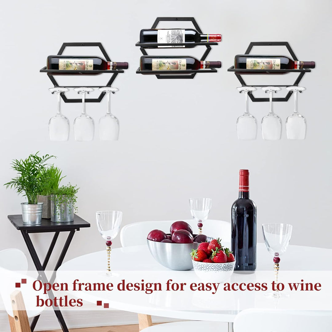 Giyiprpi Metall Wandmontierter Weinhalter Stemware Glass Rack, 2Pcs Hängendes Glas Weinregal Wandbeh