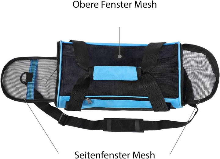 Hundetransportbox - Blau - M - 47 x 24.5 x 33 cm - Hundebox Hundetasche Katzenbox Autotransportbox S