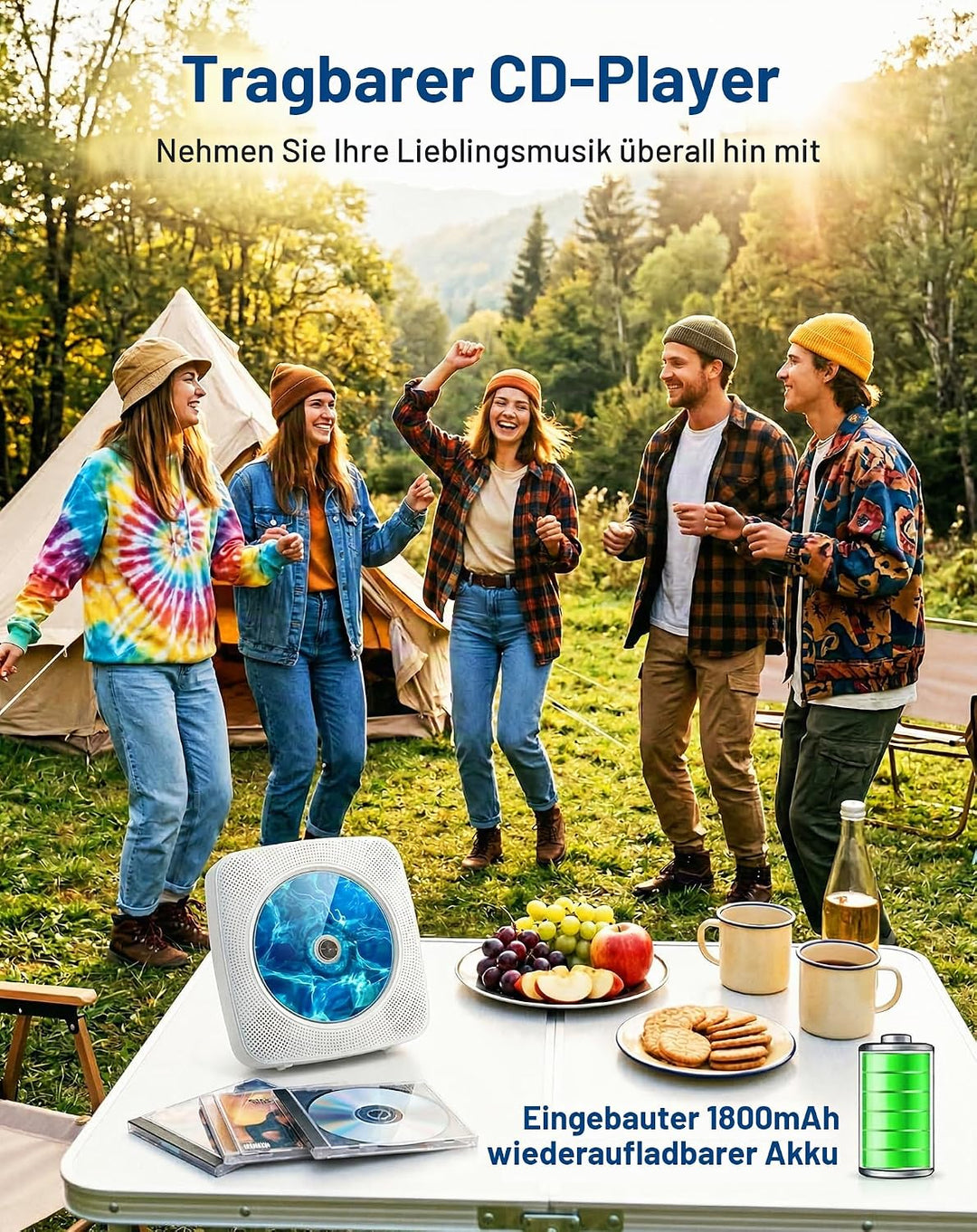 CD Player Tragbar Bluetooth Radio mit CD-Player mit Lautsprecher Unterstützung USB &amp; AUX-Wiedergabe