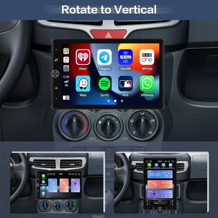 Hikity 1 Din Apple CarPlay Autoradio mit Bildschirm Gedreht Android Auto Radio mit 10,4 Zoll Touch D