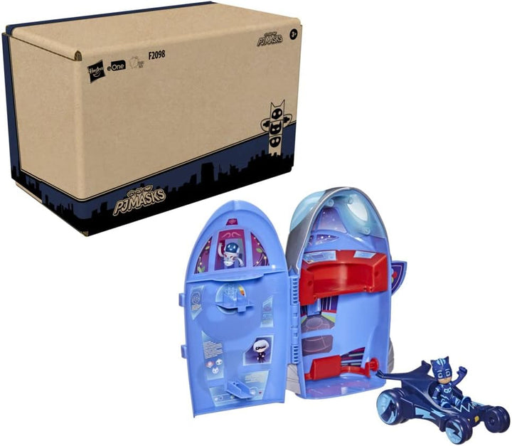 PJ Masks 2-in-1-Hauptquartier Spielset, Hauptquartier und Rakete, Spielzeug mit Action-Figur für Kin