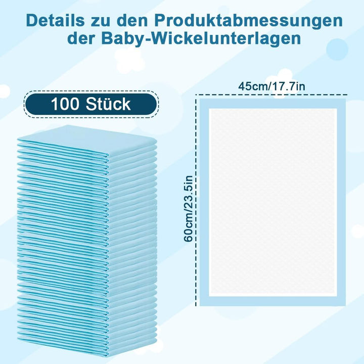 50 Stück Einweg-Windelunterlagen Baby 5x60cm, Wasserdicht &amp; 7-lagig saugstarke Inkontinenzunterlage,