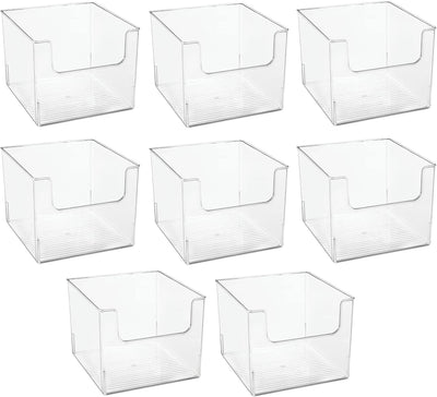mDesign 8er-Set Aufbewahrungsbox für Lebensmittel – Küchen Ablage mit offener Vorderseite für Kühlsc