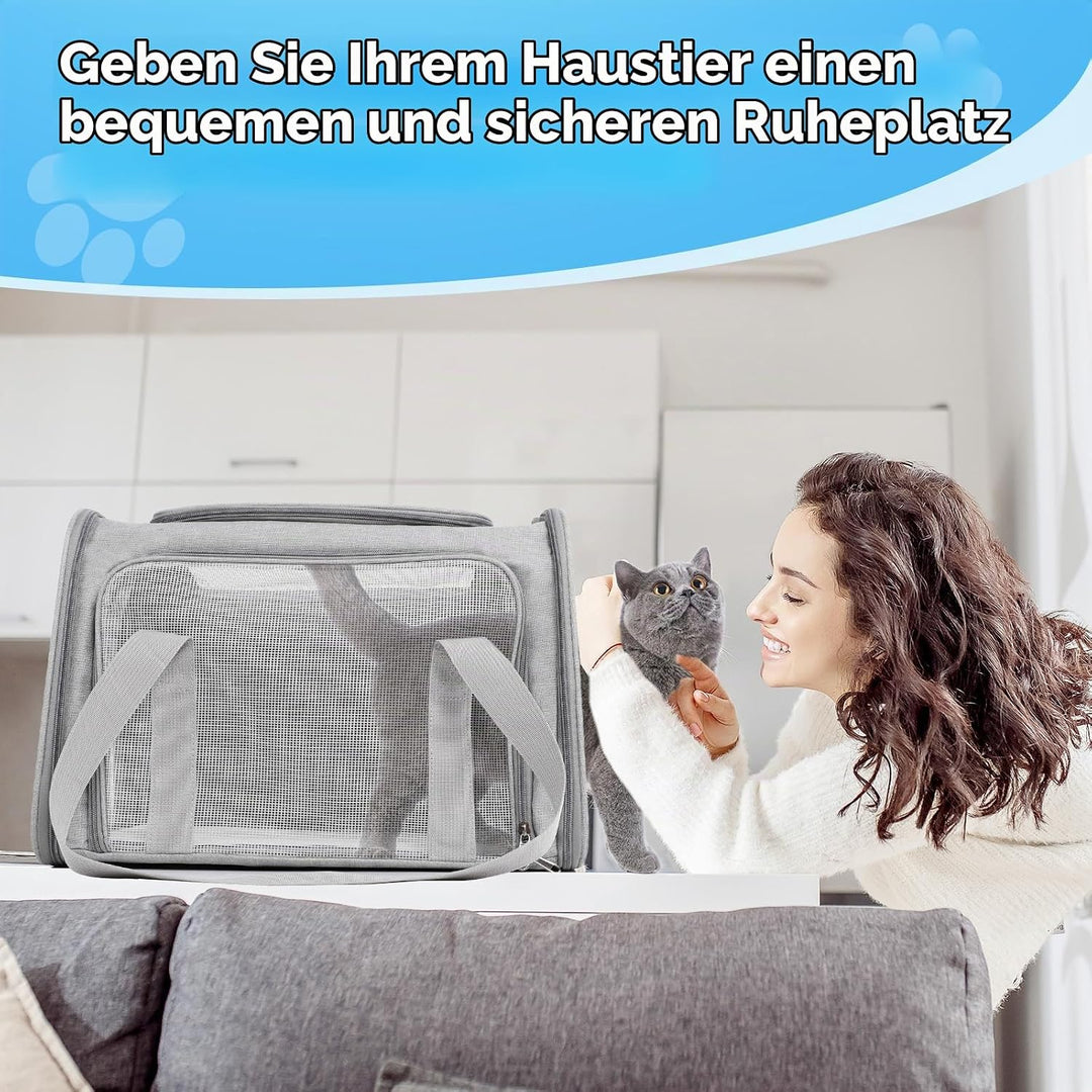AiQInu Transporttasche Katze Hund Faltbare, Hundetransportbox mit Einstellbar Schultergurt, Tragfähi