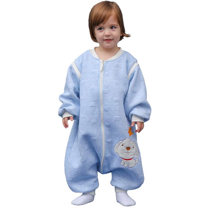 MIKAFEN Schläfsack Baby Langarm Winter kinderSchlafsack 2.0Tog,Hund Muster Baby Schlafsack mit Füsse